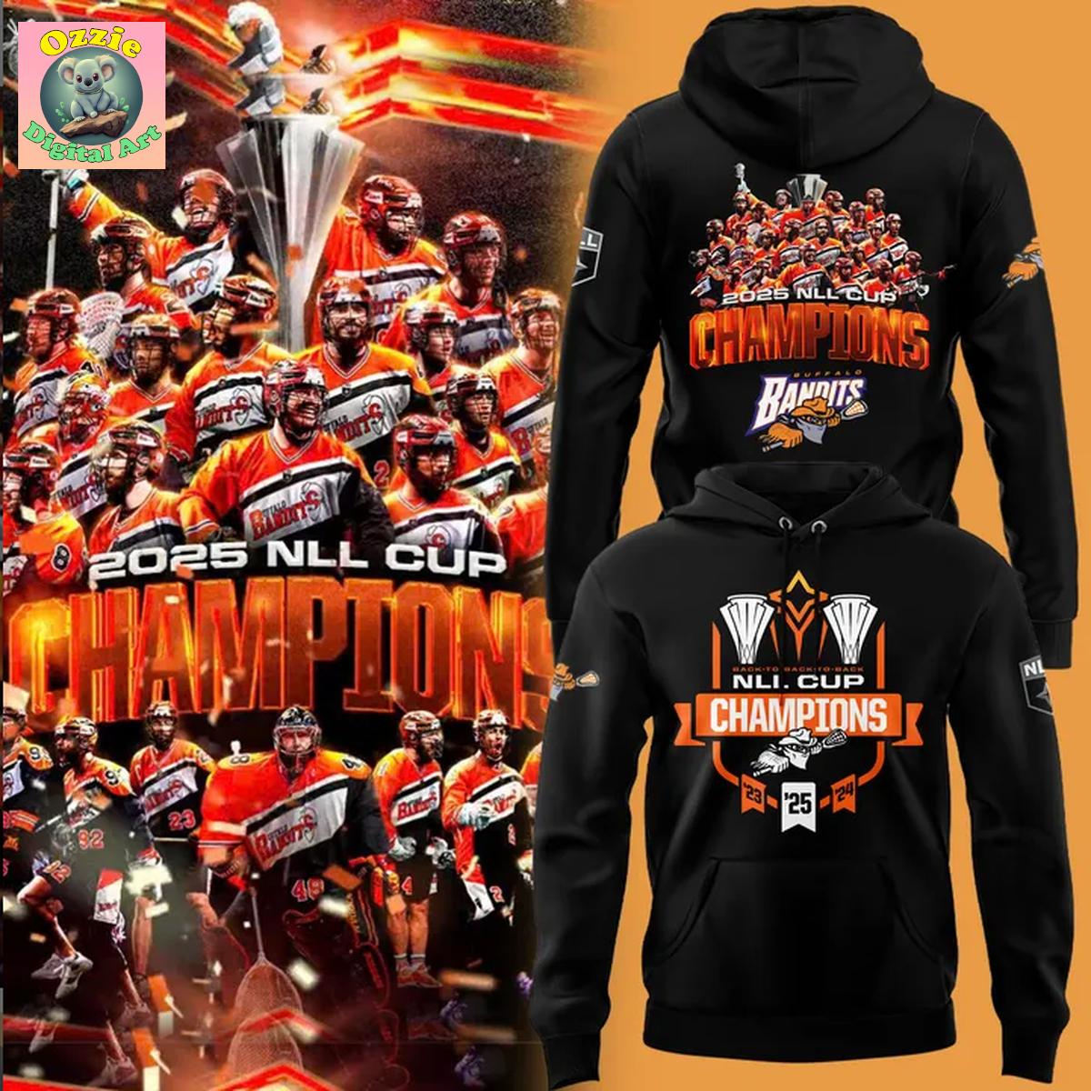 Buffalo Bandits NLL Cup Champions 2025 Black Hoodie T Shirt Buffalo Bandits NLL Cup Champions 2025 Black Hoodie T Shirt