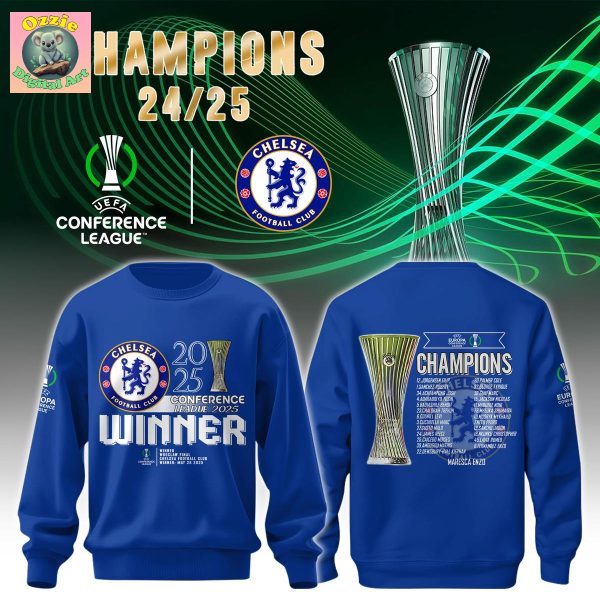 Chelsea FC Europe UEFA Conference League Champions 2025 Hoodie T Shirt