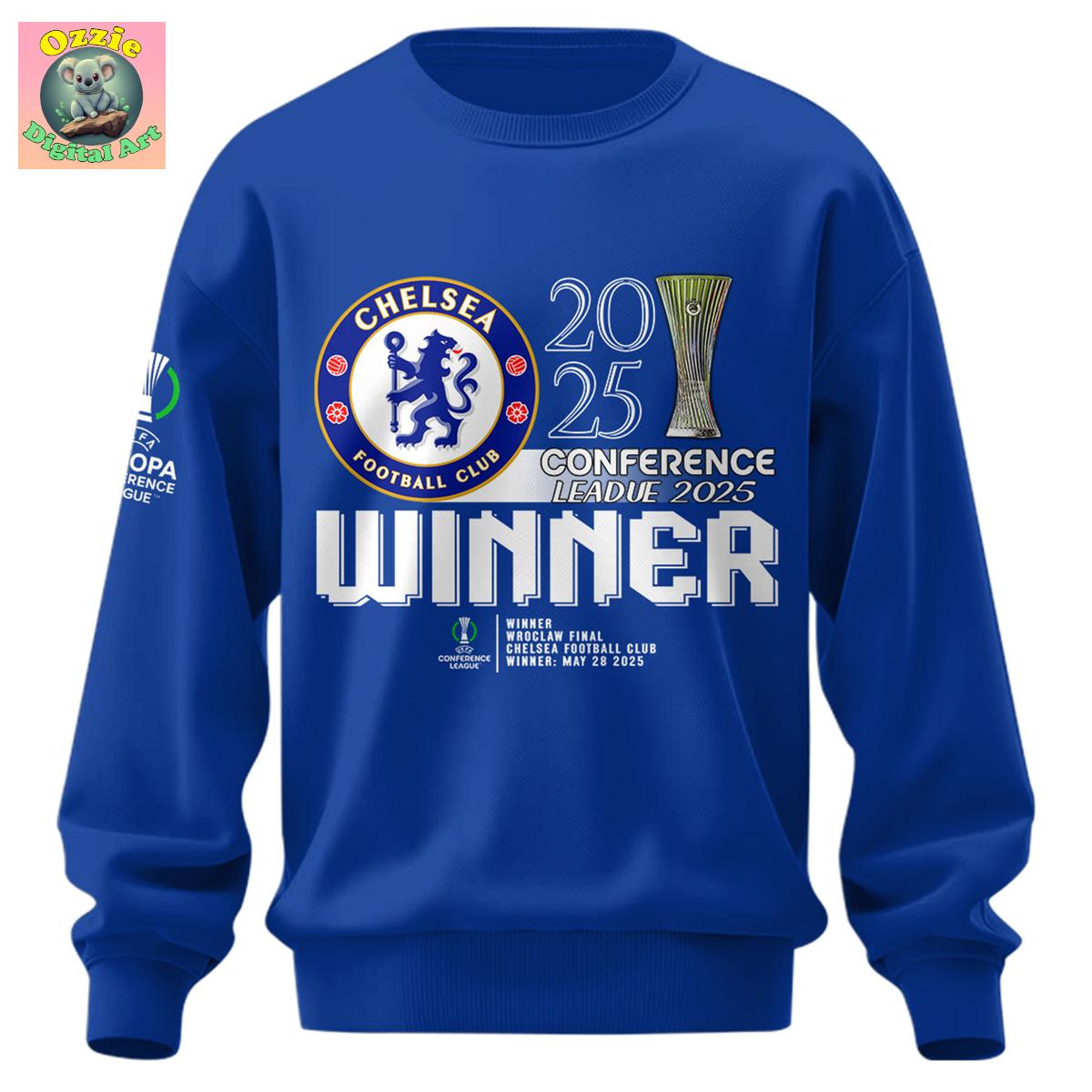Chelsea FC Europe UEFA Conference League Champions 2025 Hoodie T Shirt Chelsea FC Europe UEFA Conference League Champions 2025 Hoodie T Shirt
