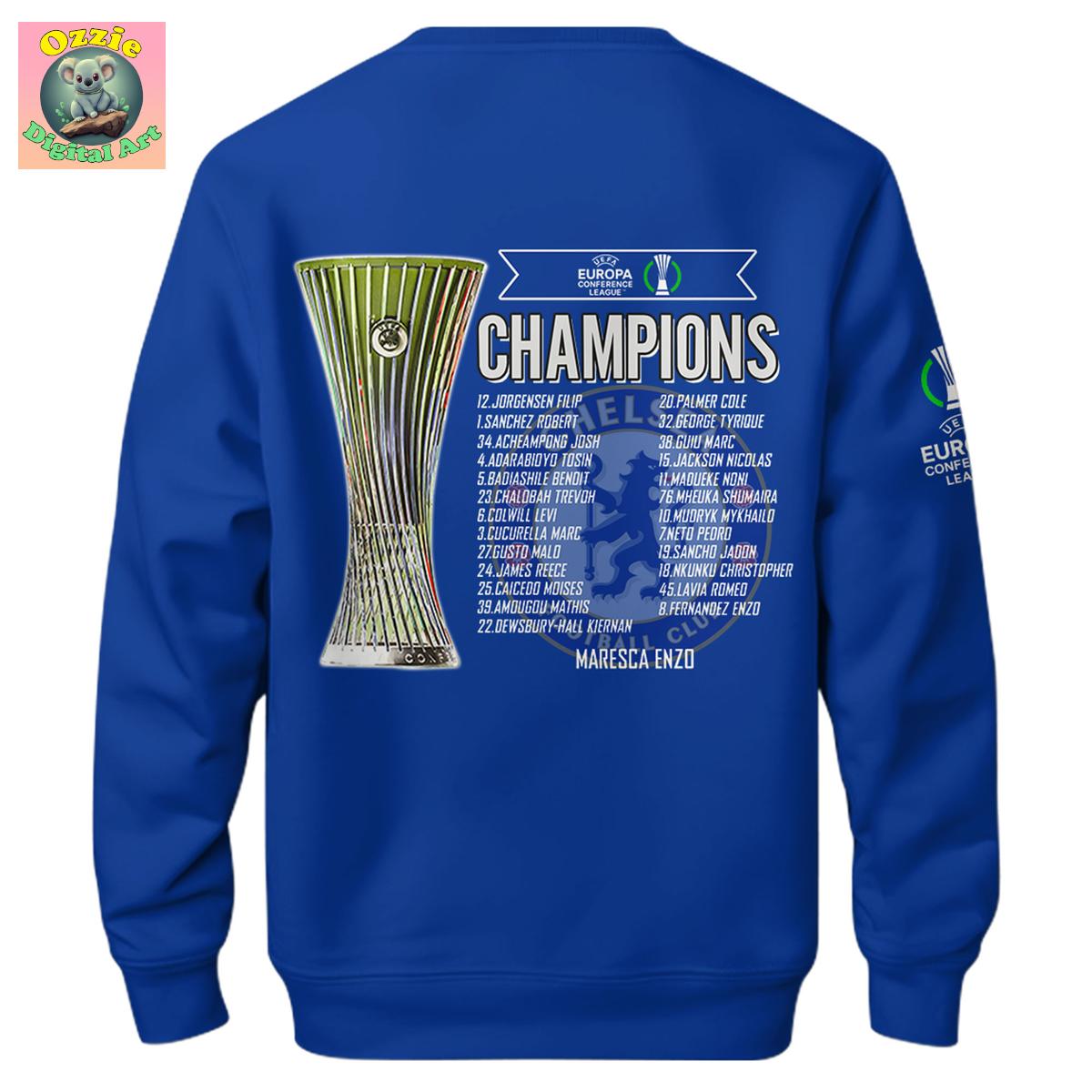Chelsea FC Europe UEFA Conference League Champions 2025 Hoodie T Shirt Chelsea FC Europe UEFA Conference League Champions 2025 Hoodie T Shirt