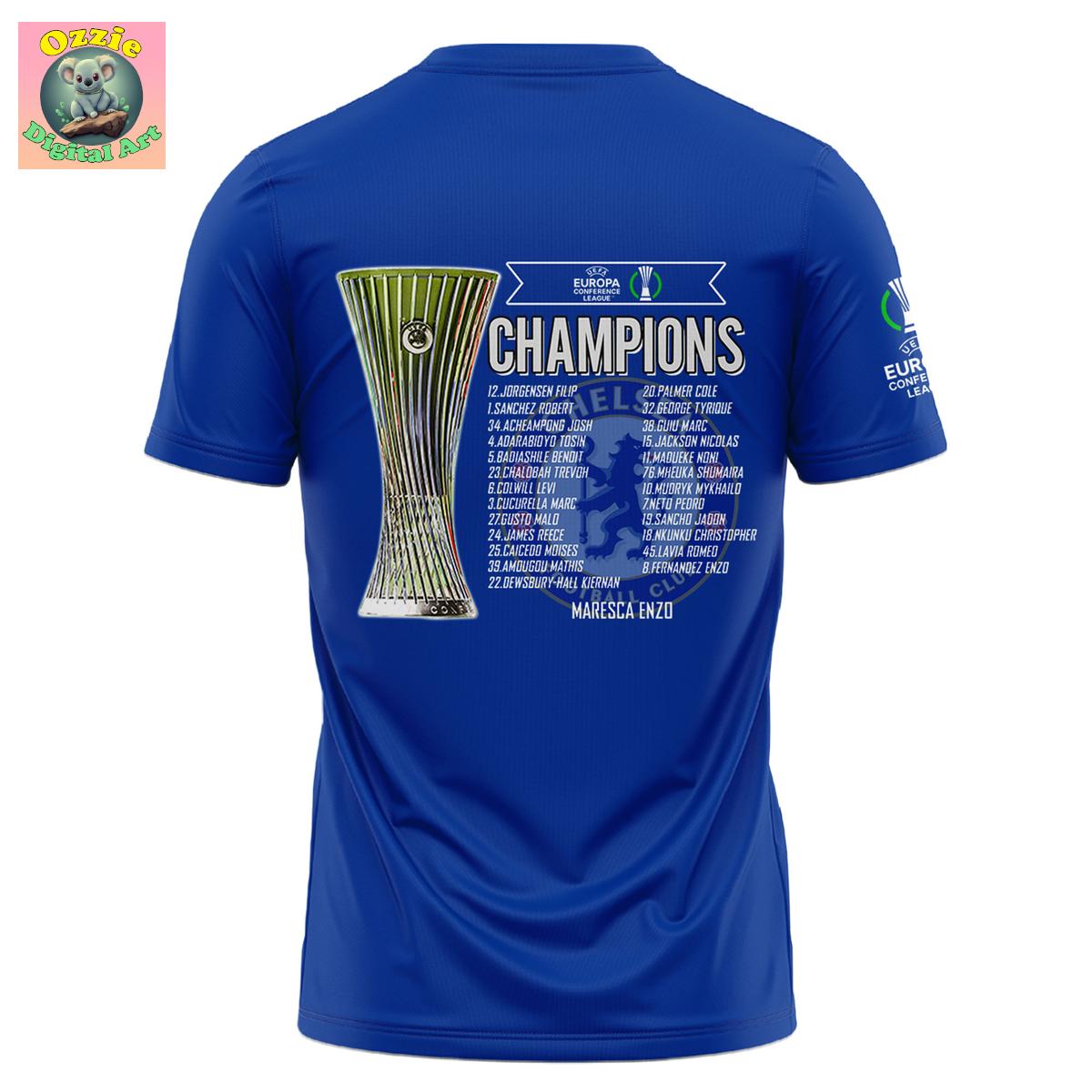 Chelsea FC Europe UEFA Conference League Champions 2025 Hoodie T Shirt Chelsea FC Europe UEFA Conference League Champions 2025 Hoodie T Shirt
