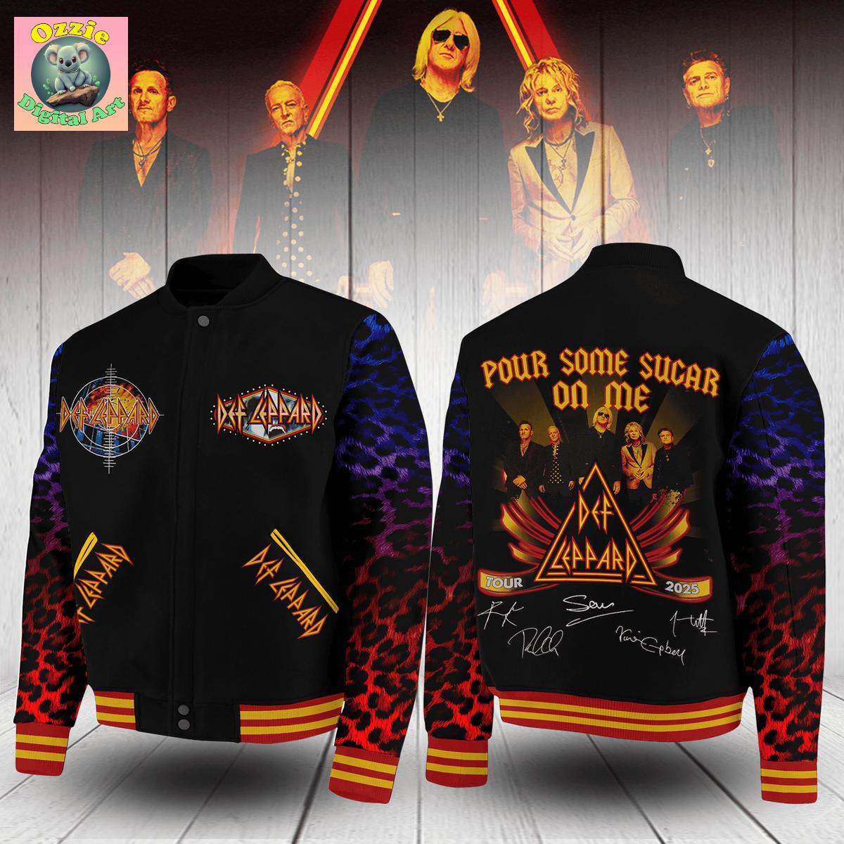 Def Leppard Pour Some Sugar On Me Tour 2025 Baseball Jacket Def Leppard Pour Some Sugar On Me Tour 2025 Baseball Jacket