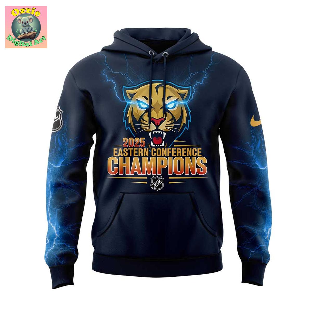 Florida Panthers 2025 Eastern Conference Champions Blue Hoodie T Shirt Florida Panthers 2025 Eastern Conference Champions Blue Hoodie T Shirt