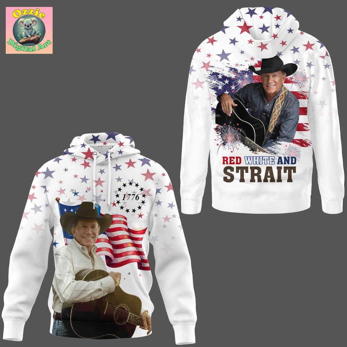 George Strait Red White 4th Of July Hoodie T Shirt George Strait Red White 4th Of July Hoodie T Shirt