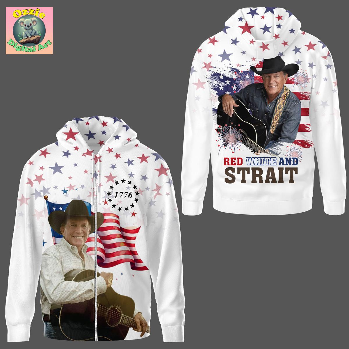 George Strait Red White 4th Of July Hoodie T Shirt George Strait Red White 4th Of July Hoodie T Shirt