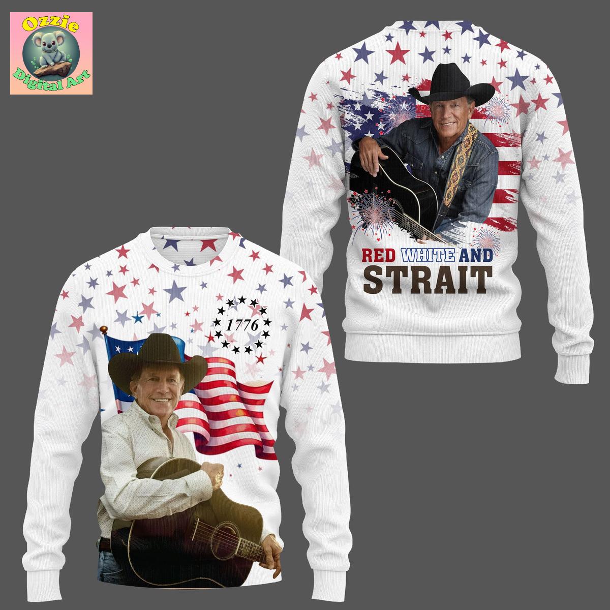 George Strait Red White 4th Of July Hoodie T Shirt George Strait Red White 4th Of July Hoodie T Shirt