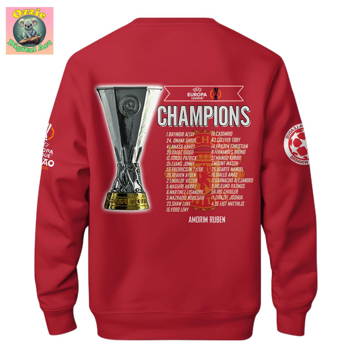 Manchester Utd Champions Europa League 2025 Season Hoodie T Shirt Manchester Utd Champions Europa League 2025 Season Hoodie T Shirt