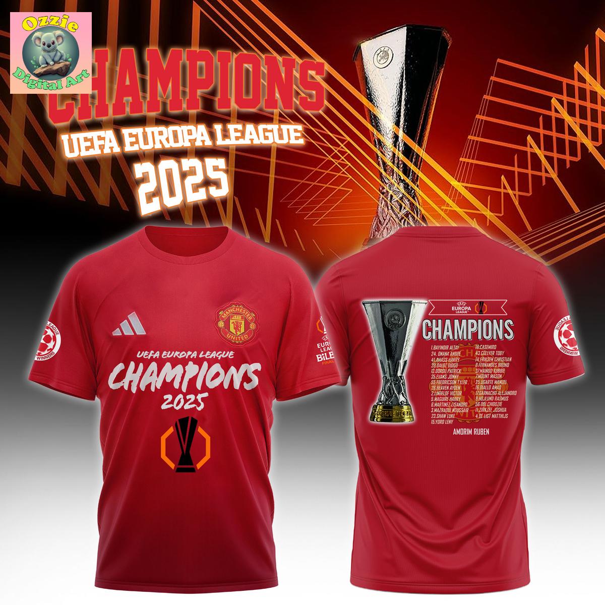Manchester Utd Champions Europa League 2025 Season Hoodie T Shirt Manchester Utd Champions Europa League 2025 Season Hoodie T Shirt