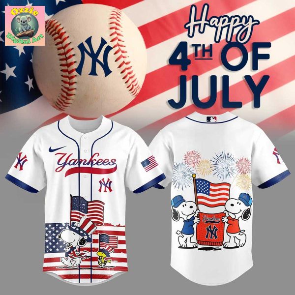New York Yankees Snoopy Happy 4th Of July Baseball Jersey