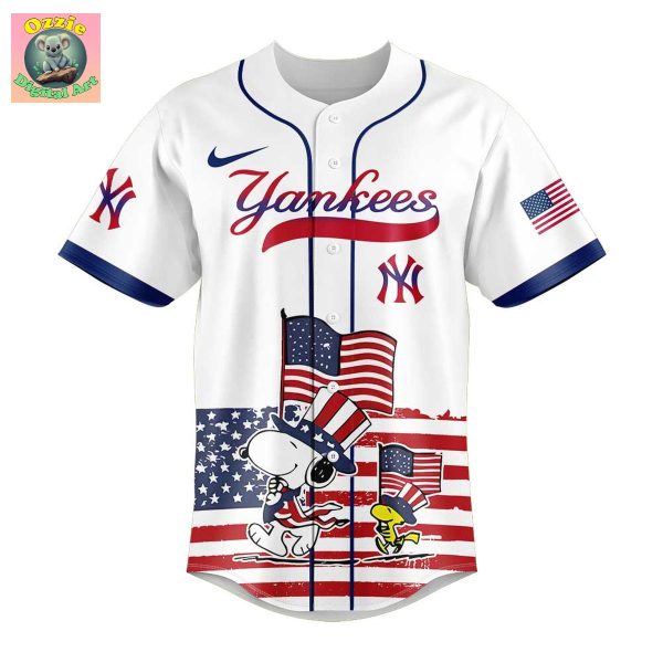 New York Yankees Snoopy Happy 4th Of July Baseball Jersey