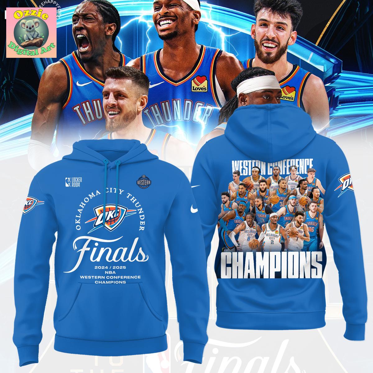 Oklahoma City Thunder Champions 2024 2025 Blue Hoodie T Shirt Oklahoma City Thunder Champions 2024 2025 Blue Hoodie T Shirt