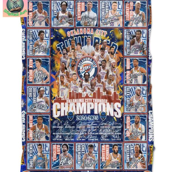 Oklahoma City Thunder Champions 2024 2025 Fleece Blanet Quilt