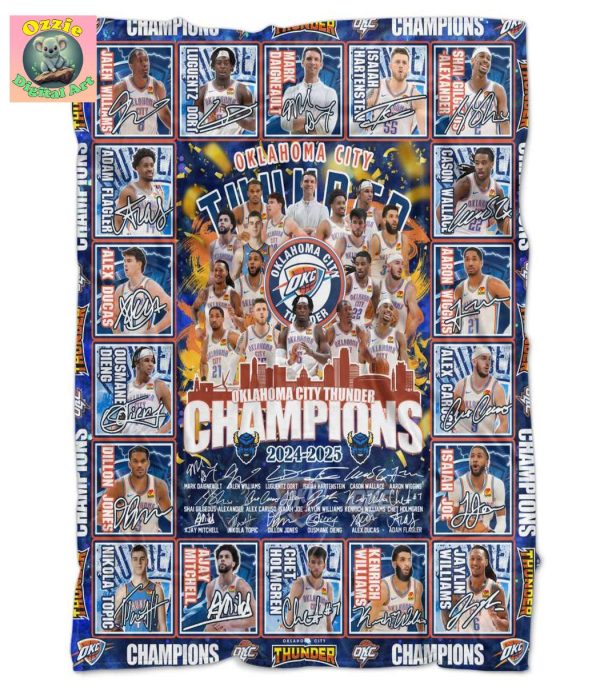 Oklahoma City Thunder Champions 2024 2025 Fleece Blanet Quilt
