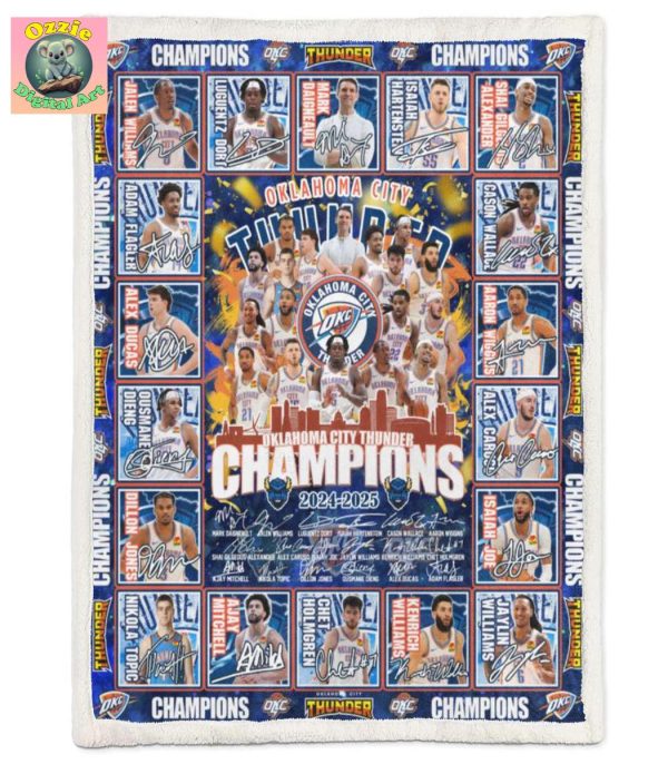 Oklahoma City Thunder Champions 2024 2025 Fleece Blanet Quilt