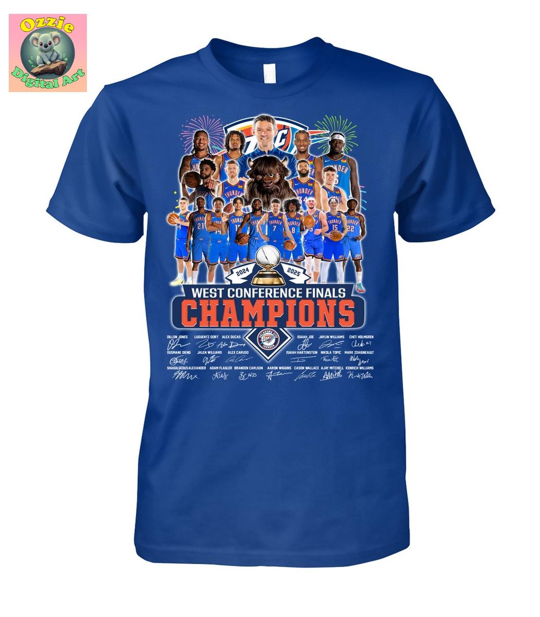 Oklahoma City Thunder West Conference Finals Champions 2025 T Shirt Oklahoma City Thunder West Conference Finals Champions 2025 T Shirt