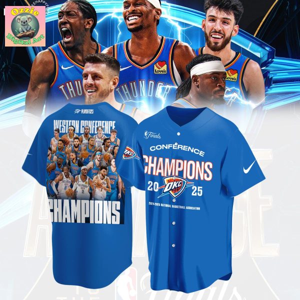 Oklahoma City Thunder Western Conference Champions 2025 Baseball Jersey