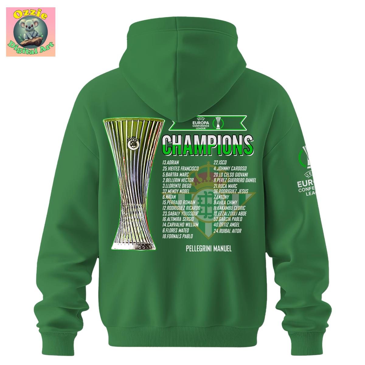 Real Betis Europe UEFA Conference League Champions 2025 Hoodie T Shirt Real Betis Europe UEFA Conference League Champions 2025 Hoodie T Shirt