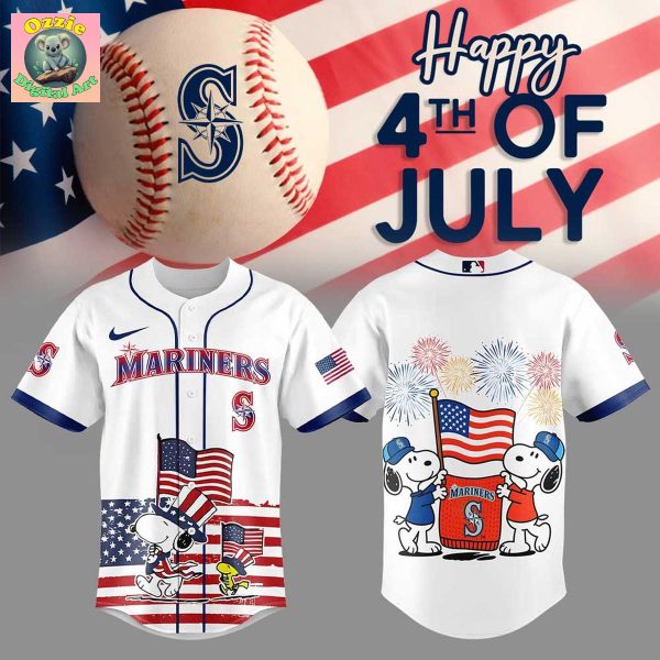 Seattle Mariners Snoopy Happy 4th Of July Baseball Jersey