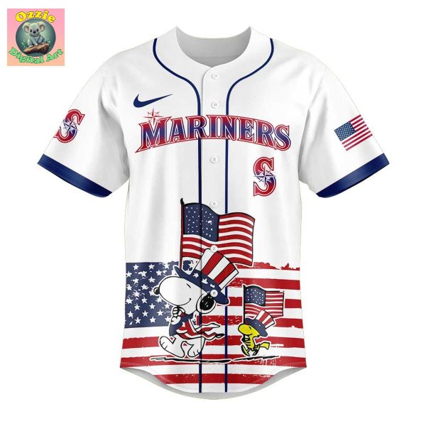 Seattle Mariners Snoopy Happy 4th Of July Baseball Jersey