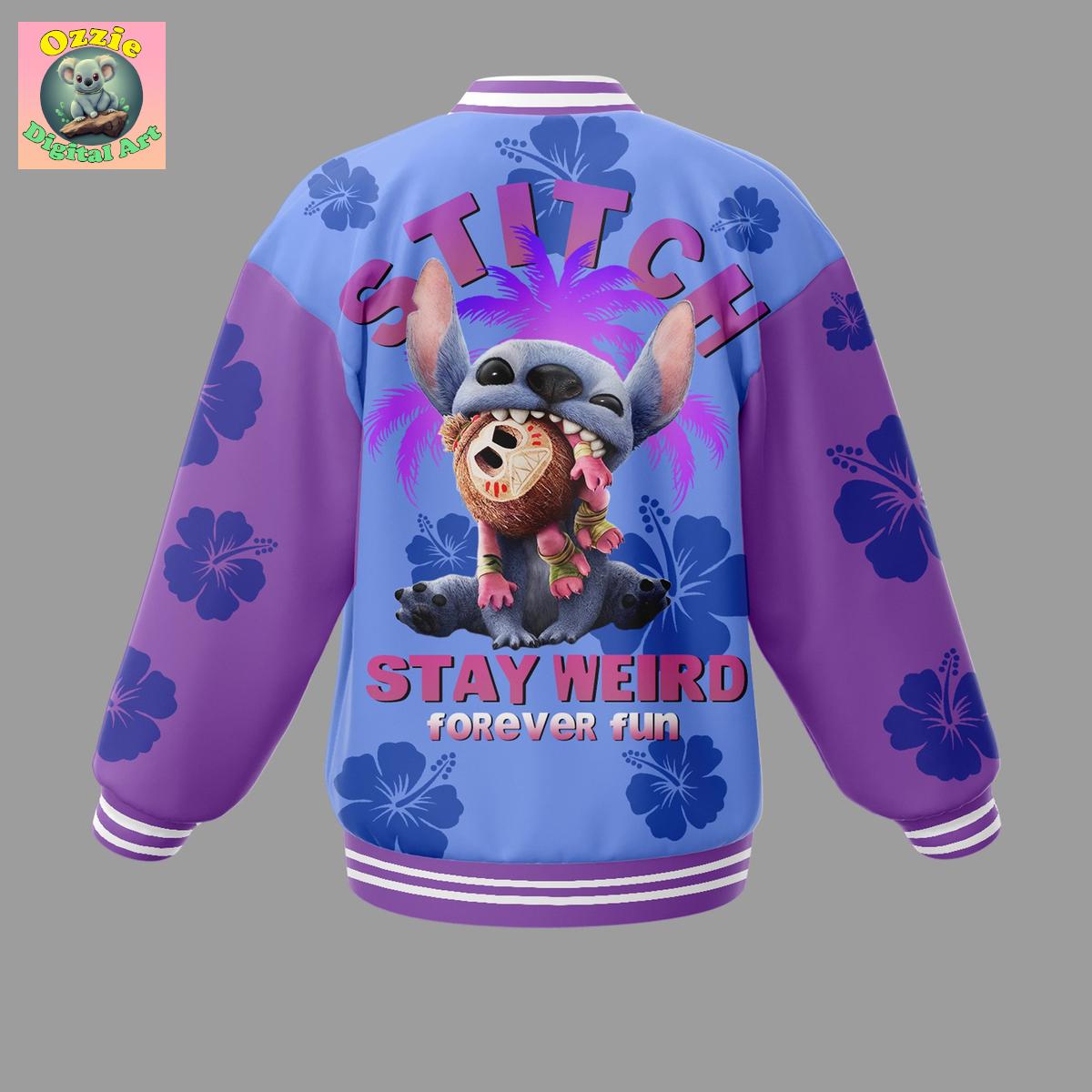 Stitch Stay Weird Forever Fun Baseball Jacket Stitch Stay Weird Forever Fun Baseball Jacket