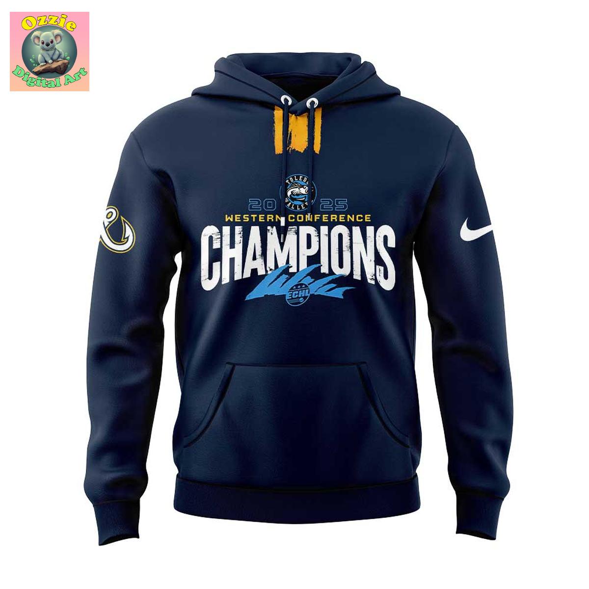 Toledo Walleye 2025 Western Conference Champions Hoodie T Shirt Toledo Walleye 2025 Western Conference Champions Hoodie T Shirt
