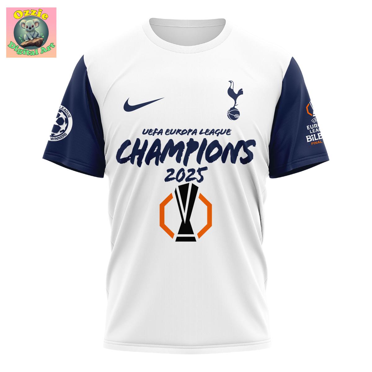 Tottenham Champions Europa League 2025 Season Hoodie T Shirt Tottenham Champions Europa League 2025 Season Hoodie T Shirt