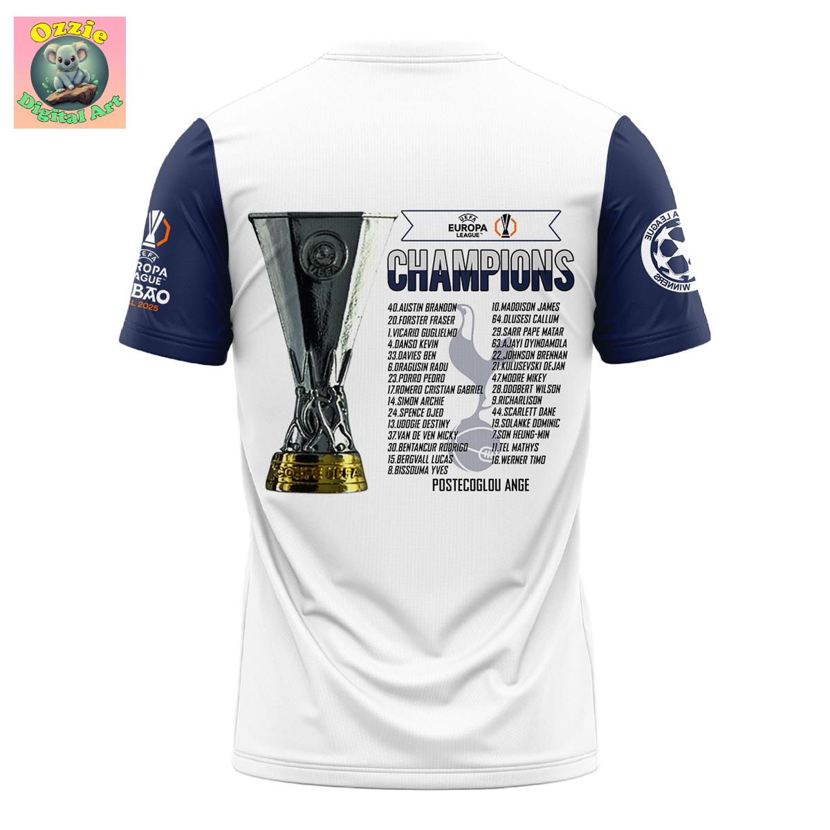 Tottenham Champions Europa League 2025 Season Hoodie T Shirt Tottenham Champions Europa League 2025 Season Hoodie T Shirt