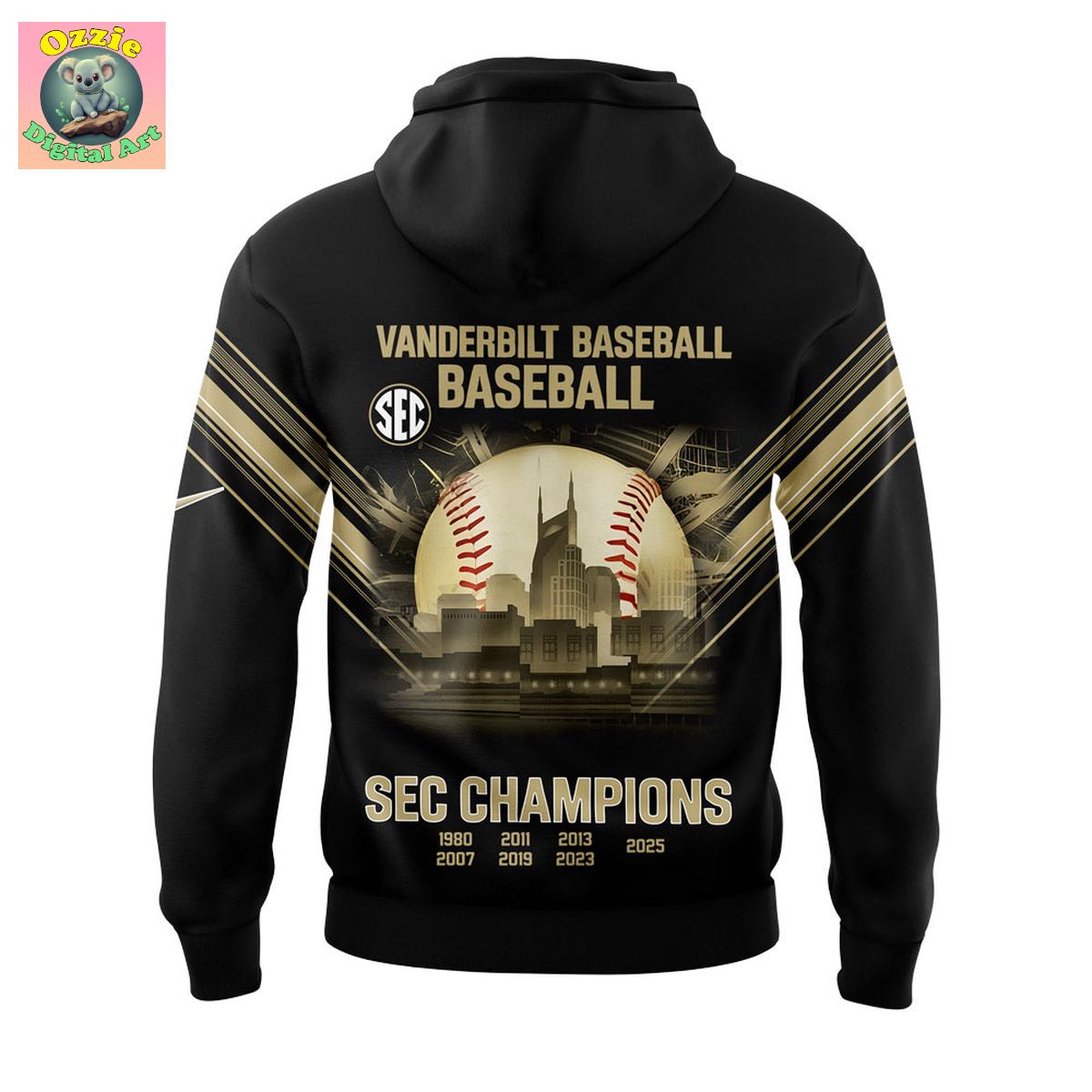 Vanderbilt Baseball 2025 Sec Champions Hoodie T Shirt Vanderbilt Baseball 2025 Sec Champions Hoodie T Shirt