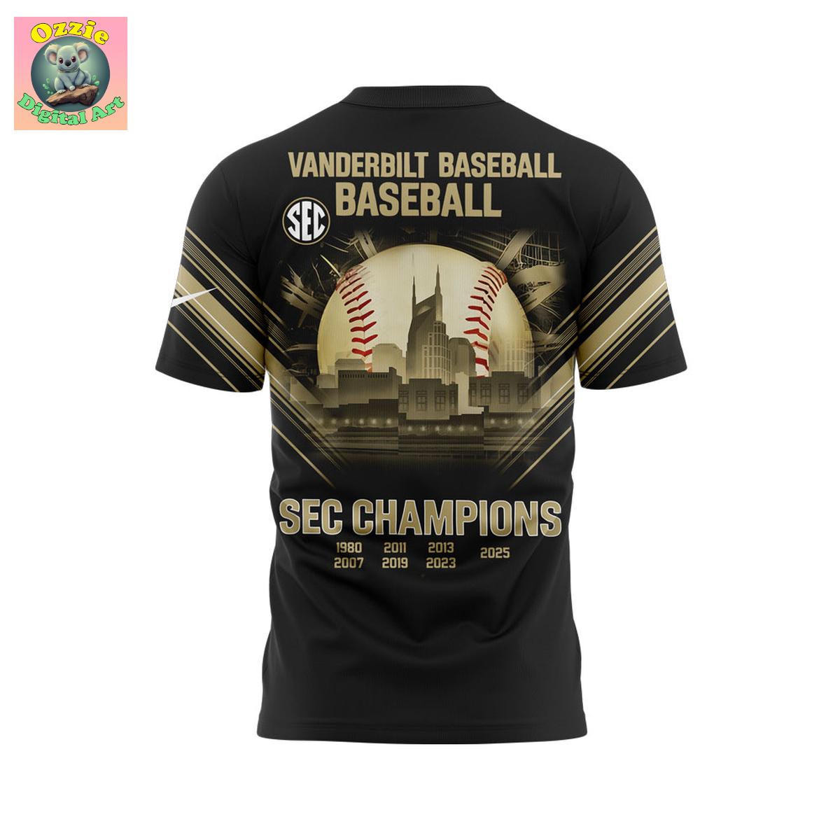 Vanderbilt Baseball 2025 Sec Champions Hoodie T Shirt Vanderbilt Baseball 2025 Sec Champions Hoodie T Shirt