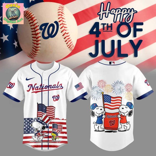 Washington Nationals Snoopy Happy 4th Of July Baseball Jersey