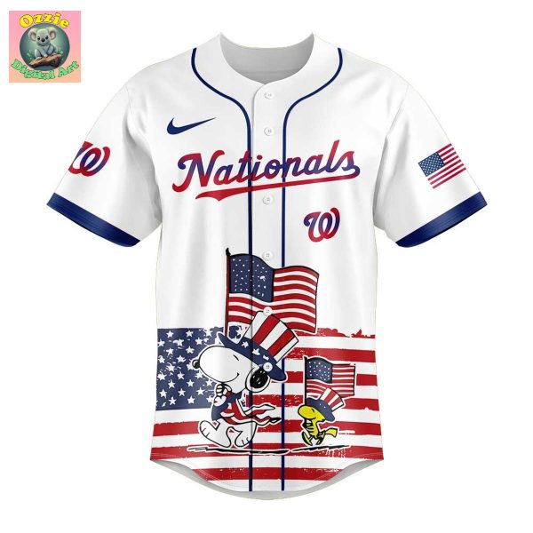 Washington Nationals Snoopy Happy 4th Of July Baseball Jersey